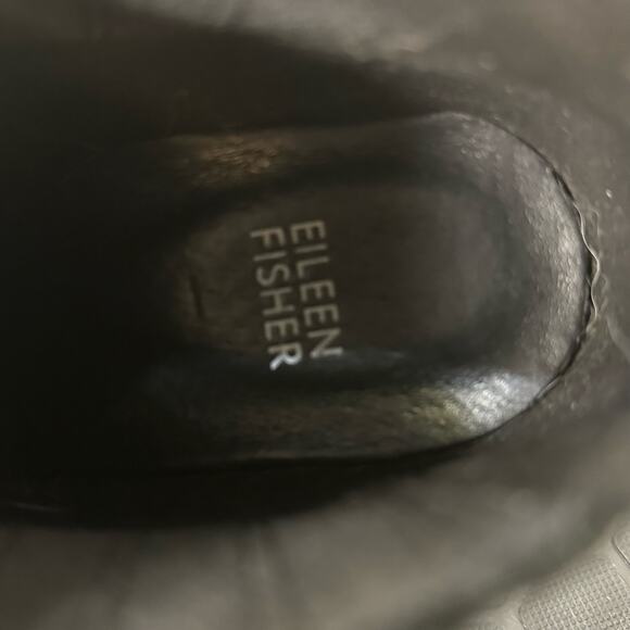 Eileen Fisher Black Classic Bird Leather Platform Bootie Women's Size 10 - Picture 6 of 7